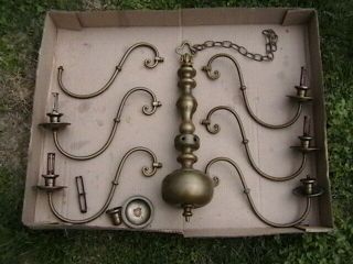 Vintage Chapman Neoclassical Style 6 Arm Brass Chandelier Parts For Restoration