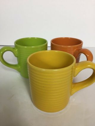 Set 3 Royal Norfolk Swirl Tea Coffee Mugs Green Yellow Orange Stoneware Vintage