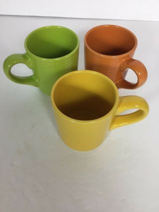Set 3 Royal Norfolk Swirl Tea Coffee Mugs Green Yellow Orange Stoneware Vintage 2