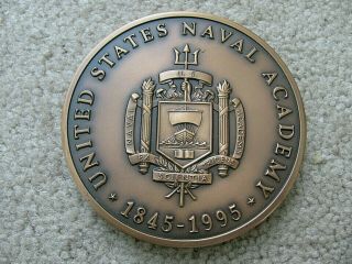 Vtg Usna Us Naval Academy Us Navy 150th Anniv.  3 " Bronze " Sample " Medallion