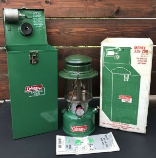 Vtg Coleman Lantern Green Model 335 11 - 71 Nov 1971 W Box Metal Case N/mint Cond