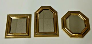 Vintage Burwood Bright Gold Wall Mirrors,  Set Of 3 1987