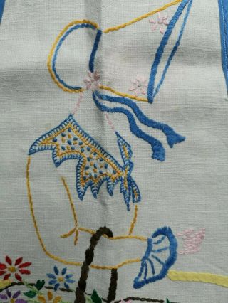 Vintage Hand Embroidered Crinoline Lady Apron - small size 2