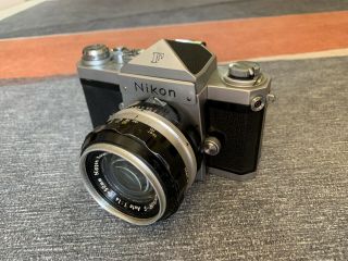 Nikon F Camera With 50mm 1.  4 Lens Vintage