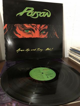 Poison - Open Up & Say Ahh Lp Vinyl 1988 Release Vg,