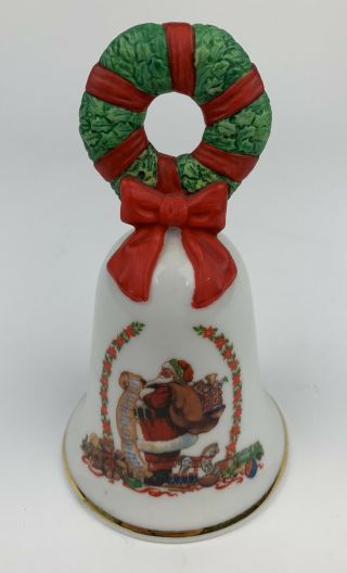Avon Vintage 1995 Collectible Holiday Porcelain Christmas Bell Santa Claus Belle