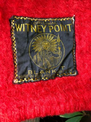 Vintage Witney 4 - Point Pure Wool Blanket Red Made In England