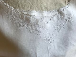 Antique French Linen Nightdress - White Embroidery - Sleeveless Nightdress