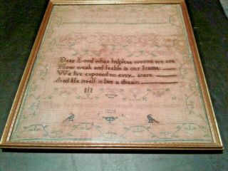 Antique 1828 Early 19th Century Needle Work Sampler By Mary Gray 10 Years Old
