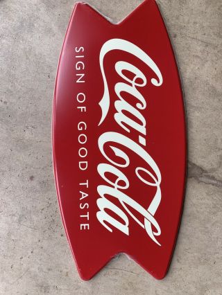 Coca Cola Fishtail Sign Vintage Coke Metal Sign 24.  25x11.  5