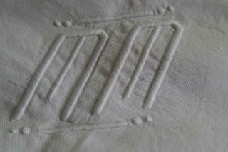 Antique French Linen Sheet Trousseau Dowry Monogram M.  M Metis Linen H39