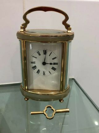 Vintage French Brass & Onyx Carriage Clock By Duverdry & Bloquel