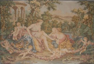 Large Vintage French Wallhanging Tapestry 170cm X 120cm (67 " X 48 ") Jpparis