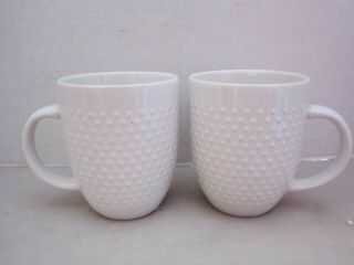 Beaded Porcelain Coffee Mug 15oz - White - Threshold.  Set Of 2.  Embossed Dots