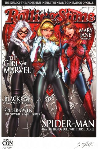 Jamie Tyndall Signed Spiderman Art Print Spider Gwen Stacy Mary Jane Black Cat