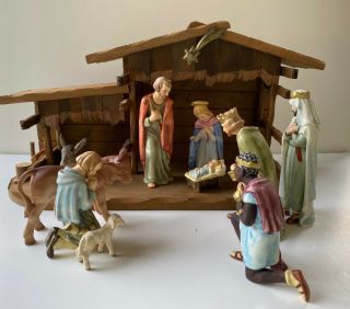 Vintage Hummel Goebel Nativity Set 10 Figures And Manger