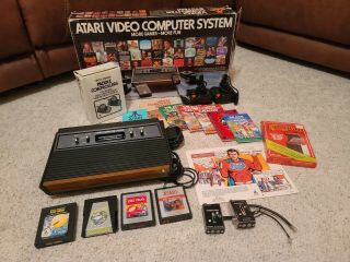 Vintage Atari Cx - 2600a Video Computer System 5 Games Catalogs Joystick