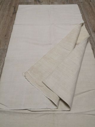 Antique 19thc Homespun Flax Linen Fabric 4,  3x0,  61m White/beige