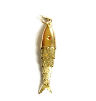 9ct 375vintage Gold Articulated Fish By Georg Jensen Circa 1966