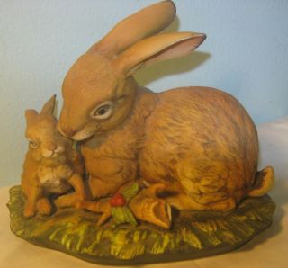 Masterpiece By Homco Rabbit Doe And Baby Figurine 1980 
