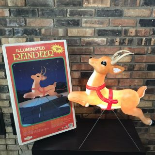 Vintage 1999 Grand Venture Reindeer Christmas Lighted Blow Mold Outdoor Yard 27 "