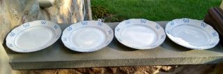 Set Of 4 - Vista Alegre Ruban Blue 10 - 1/2 " Dinner Plates - Vintage
