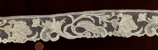Classic 19th C.  Scrolling Floral And Leaf Italian Burano Needle Lace Collector