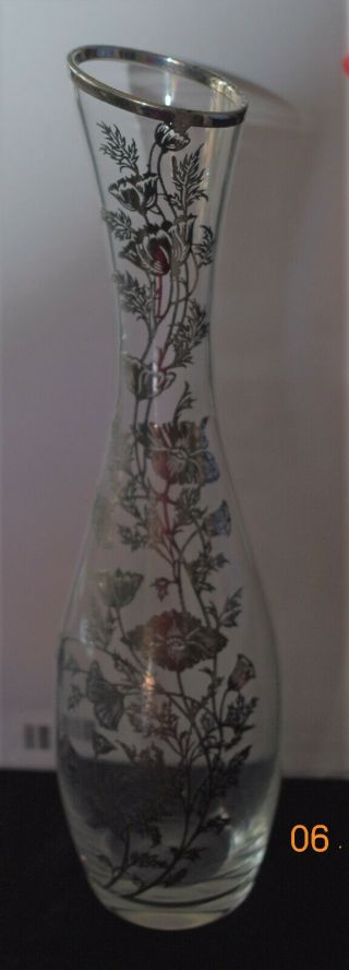 Vintage Clear Glass Bud Vase With A Sterling Silver Design Overlay