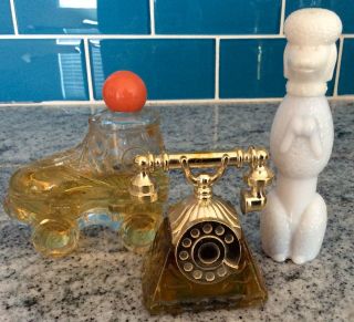 Vintage Avon Perfume/cologne - Set Of 3: Roller Skate,  Poodle Dog & Telephone