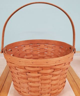 Large Round Longaberger Basket With Handle - 12 " Across - 1990