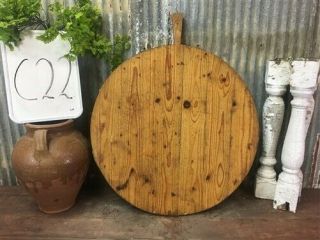 Large Vintage Round French Bread Board,  Wood Cutting Board Charcuterie Board C22
