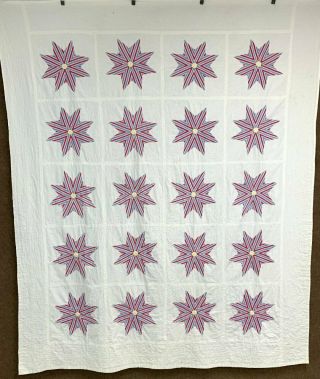 Summer Extravaganza Pa Americana Stars Vintage Quilt Red White Blue