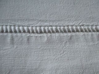 Antique Vintage French Metis Linen Sheet With Ladder - Work.  74” X 100”bright White