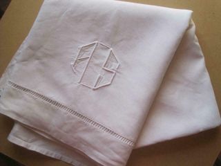 Large Vintage French Pure Linen Sheet,  Lovely White Bedding Fabric Or Curtain