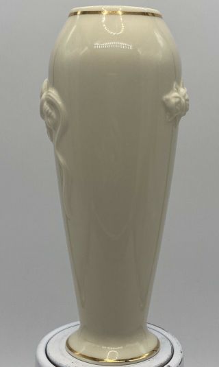 Lenox Ivory With Gold Trim & Embossed Rose Bud Vase 6 