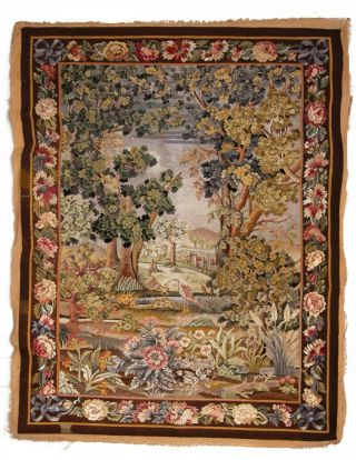 Antique French Aubusson Style Wall Hanging Tapestry Needle Point |180 X 132 Cm