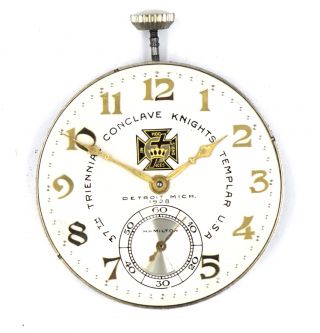 Vintage Hamilton 922 Pocket Watch Movement 23 Jewel Knights Templar Dial C1927