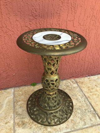 Vintage Chinese Brass Marble Plant Stand