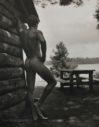 1988 Vintage Bruce Weber Male Nude Paul Log Cabin Adirondack Lake Park Photo Art