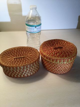 Woven Baskets With Lids With Color Round & Oval Sweetgrass?