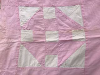 Vtg Quilt Churn Dash Antique Cotton Feedsack Pink 46 " X 74 " Handmade Pretty