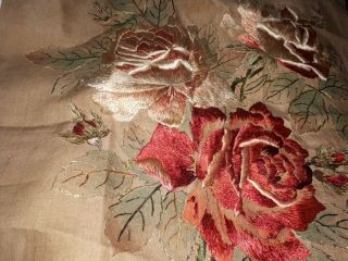 Royal society embroided roses pillowcase just the best 1890s I have ever seen 3