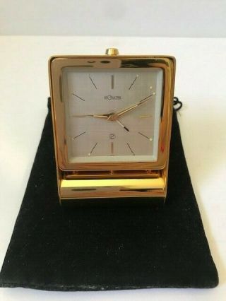 Vintage Lecoultre Travel Clock Gold 2 Day Alarm Swiss