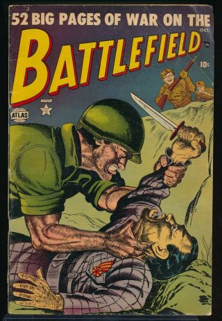 Battlefield No.  4 1952 Atlas Pre - Code War Comic Book Carl Burgos Cover 3.  5 Vg -
