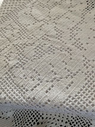 Antique Vintage Hand Crochet Bedspread,  Cream Very Heavy,  Fits Queen Size Bed