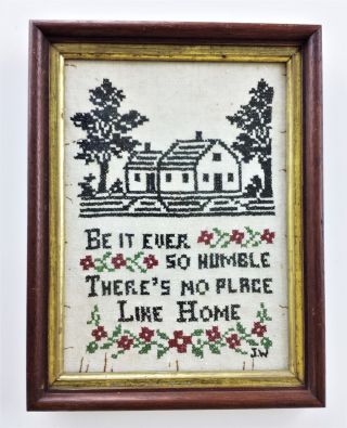 Antique Sampler Cross Stitch Be It Ever So Humble Theres No Place Like Home Prim