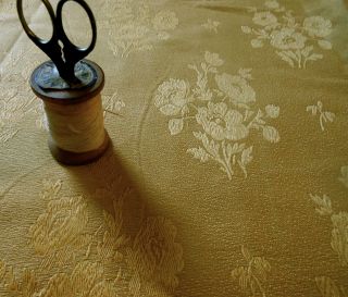 Antique Vtg.  English Jacquard Damask Poppy Fabric Gold Upholstery Pillows