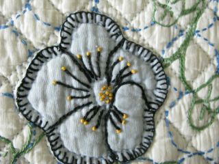 Vintage Hand Stitched Floral Applique QUILT 78 