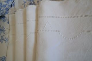 Sublime Antique French Linen Sheet Pure Linen Jour Echelle Embroidered 118x91m36
