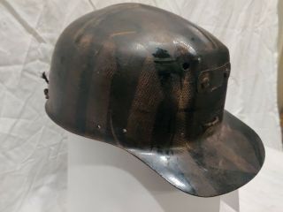 Vintage Msa Comfo Cap Miners Helmet Hard Hat Tiger Stripe Low Vein Lace In Liner